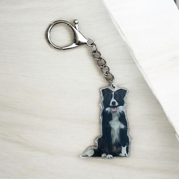 Border Collie 2D Acrylic Keychain - Cute Dog Lover Gift & Bag Charm Decoration - Picture 3 of 3